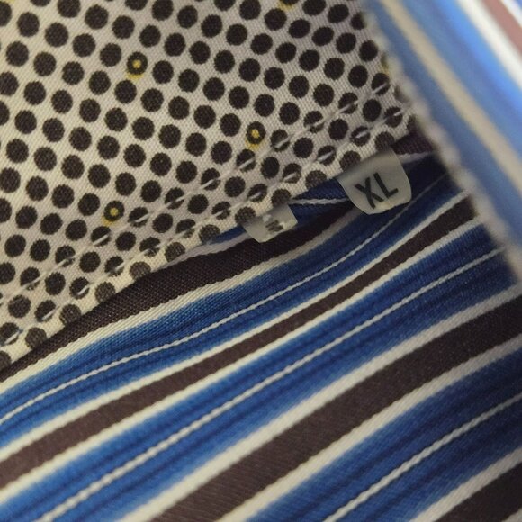 Bugatchi Classic Fit Mens XL Blue Multi-Stripe Long Sleeve Button-Up Dress Shirt - Picture 4 of 11